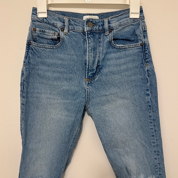 Boyish the Zachary High Rise Skinny Jeans Stretch Size 25 Knee Distress Fray Hem - Picture 2 of 13